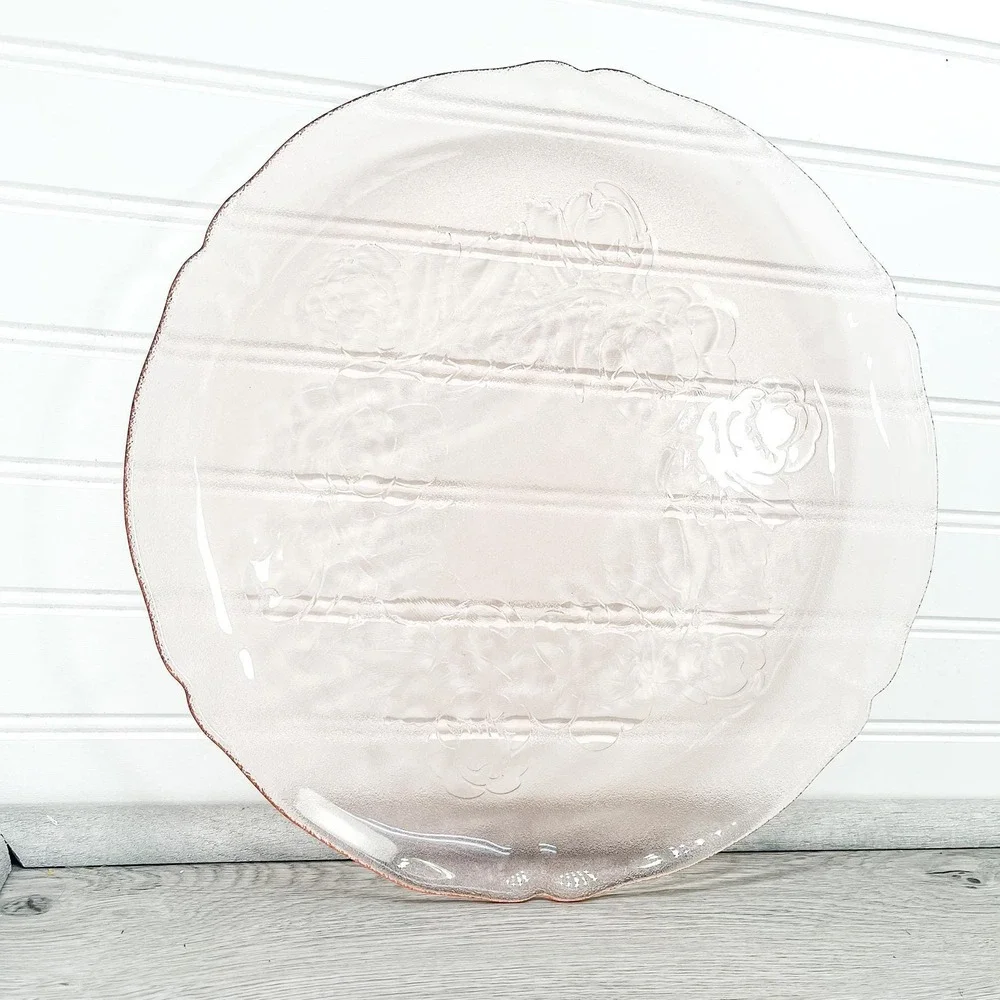 Vintage Pink Glass Dinner‎ Plate: Jeanette Windsor Platter